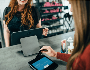 person at a counter image