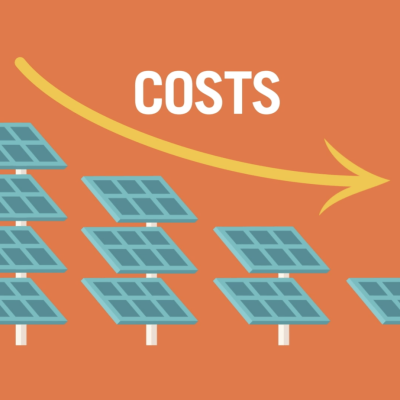 solar filed illustration with low cost arrow